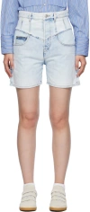 Isabel Marant Shorts With Patch Logo And Contrasting Details In 30lu Light Blue