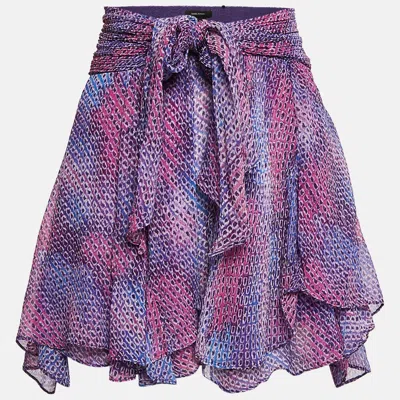Pre-owned Isabel Marant Blue Print Silk Mini Wrap Skirt M