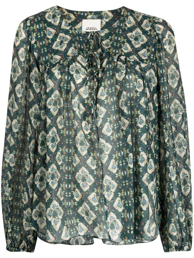 Isabel Marant Blue Silk Blouse For Women In Teal