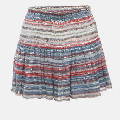 Pre-owned Isabel Marant Blue Striped Lurex Silk Mini Skirt Xs