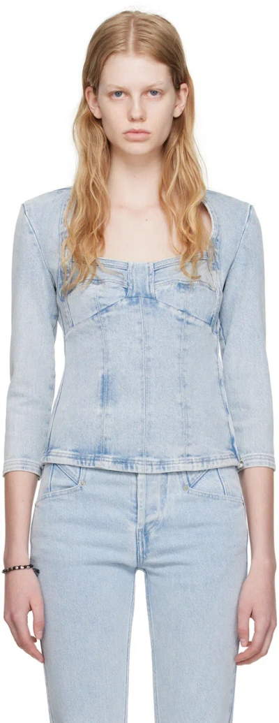 Isabel Marant Vanio Cotton Top In Blue