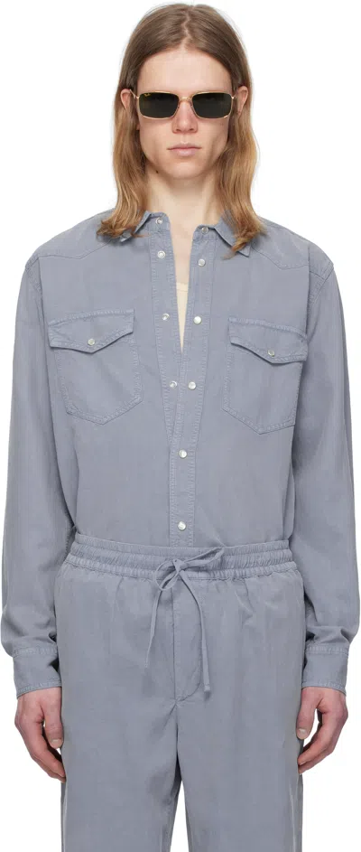 Isabel Marant Blue Vasco Shirt In Anthracite