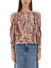 Isabel Marant Zarga Pleated Printed Silk Shirt In Multicolour