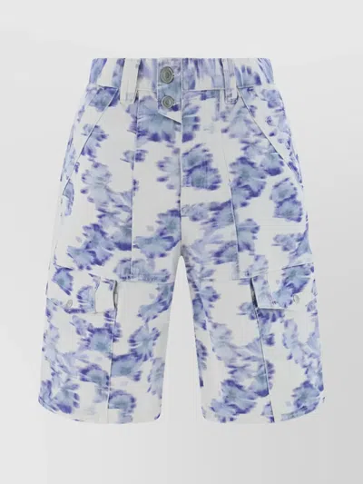 ISABEL MARANT BLURRED FLORAL PRINT CARGO SHORTS