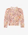 Isabel Marant Zarga Abstract Print Stretch Silk Top In Ecru-plum