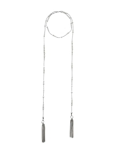 Isabel Marant Bob Beaded Tassel Scarf In Silver