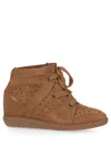 Isabel Marant Bobby Perforated Suede Wedge Sneakers In Brown