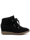 Isabel Marant Hidden Wedge Sneakers With Scalloped Edges In Black