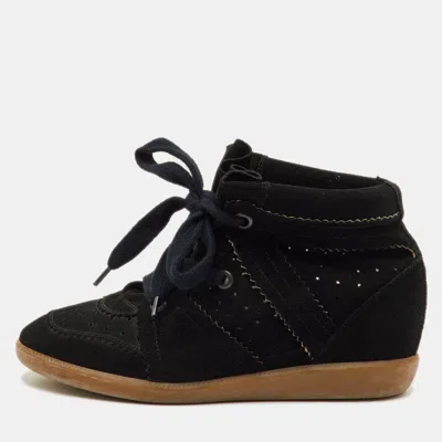 Isabel Marant Bobby Suede Wedge Sneakers In Black