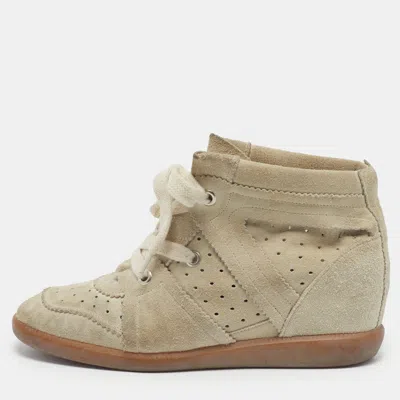 Pre-owned Isabel Marant Bobby Size 41 Grey Suede Wedge Sneakers