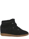 Isabel Marant Bobby Suede Calfskin Leather Wedge Sneakers In Black