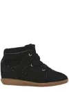 Isabel Marant Bobby Suede Calfskin Leather Wedge Sneakers In Black