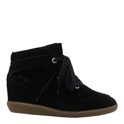 Isabel Marant Bobby Suede Wedge Sneakers In Black