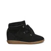 Isabel Marant Bobby Suede Calfskin Leather Wedge Sneakers In Black
