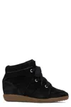 Isabel Marant Bobby Suede Calfskin Leather Wedge Sneakers In Black
