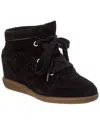 Isabel Marant Bobby Suede Calfskin Leather Wedge Sneakers In Black