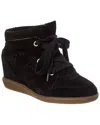 Isabel Marant Bobby Suede Calfskin Leather Wedge Sneakers In Black