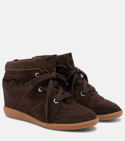 Isabel Marant Bobby Suede Wedge Sneakers In Brown