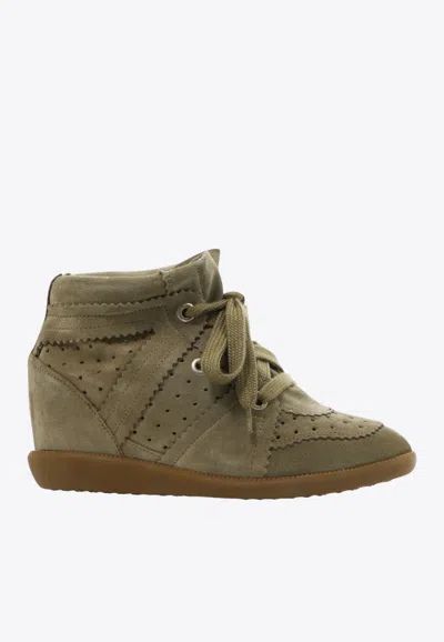Isabel Marant Bobby Suede Wedge Sneakers In Green