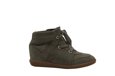 Isabel Marant Bobby Wedge Lace Up Sneakers In Green Suede In Multi