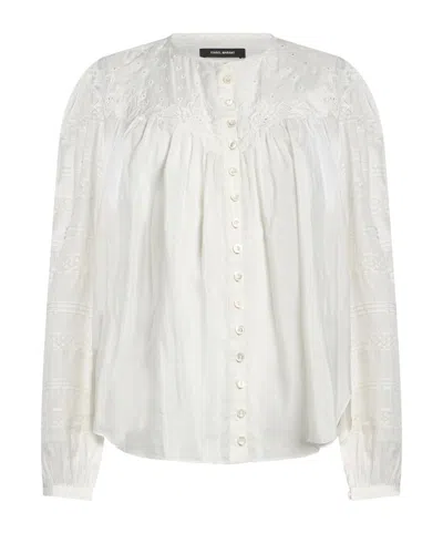 Isabel Marant Bohemianstyle Solidcolor Lace Shirt In White