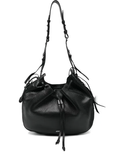 Isabel Marant Bolton Bubble Pebbled Lambskin Leather Hobo Bag In Black