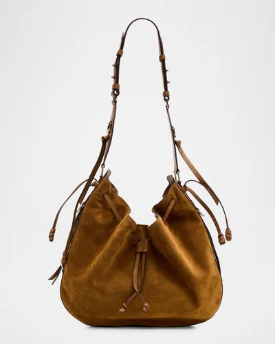 Isabel Marant Bolton Drawstring Suede Hobo Bag In Brown