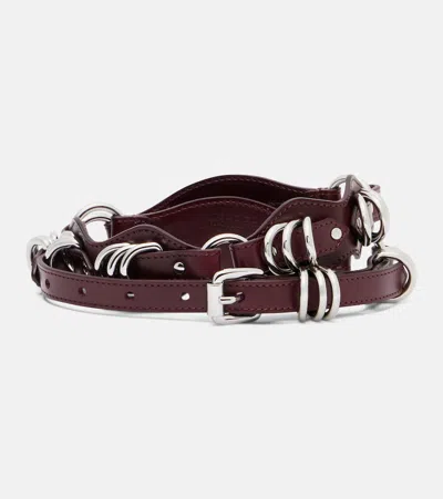 Isabel Marant Bolton Leather Belt In Burgundy