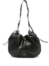 Isabel Marant Drawstring Leather Shoulder Bag In Black