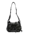 Isabel Marant Bolton Embellished Tasseled Textured-leather Shoulder Bag In Black