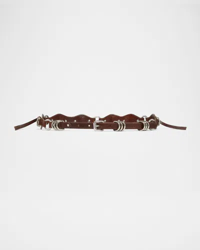 Isabel Marant Bolton Scalloped Leather Belt In Orange