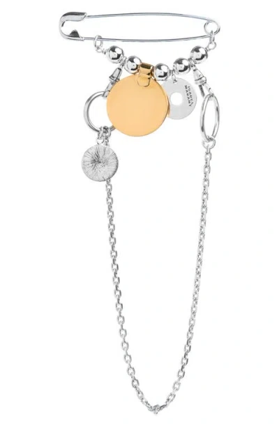 Isabel Marant Bonnie Charm & Draped Chain Brooch In Metallic