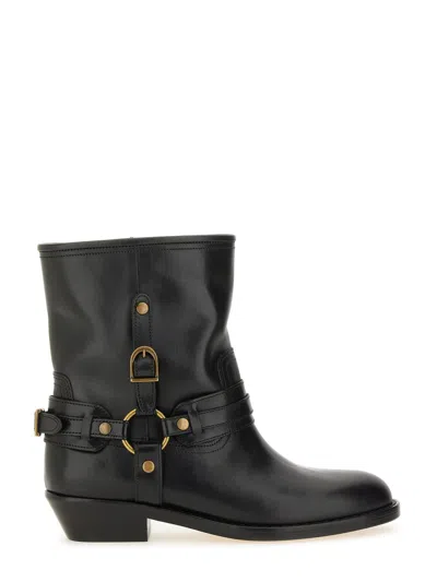 Isabel Marant 40mm Buckle-strap Leather Biker Boots In Multi