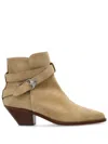 Isabel Marant Pointed Toe Ankle Boots With Buckle Detail In Beige