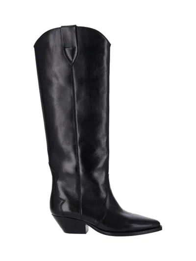 Isabel Marant Denvee Leather Boots In Black