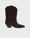 Isabel Marant Western Style Suede Ankle Boots With Stacked Heel In Brown