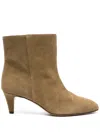 Isabel Marant Ankle Boots In Luxurious Calf Velvet Leather With Sleek Design And Refined Heel In Grey