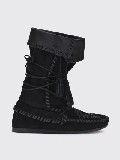 Isabel Marant Almond Toe Ankle Boots With Tassel Detail In Black