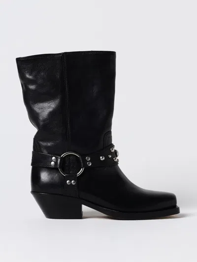 Isabel Marant Leather Cuban Heel Mid-calf Boots In Schwarz