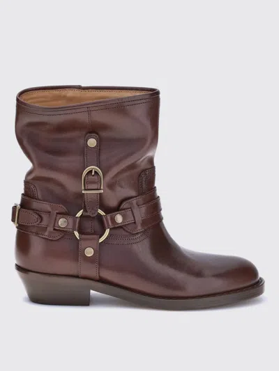 ISABEL MARANT FLAT ANKLE BOOTS ISABEL MARANT WOMAN COLOR BROWN,H20116032