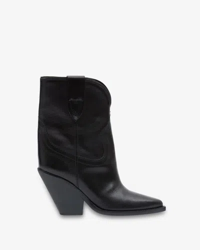 Isabel Marant Duetro' Black Ankle Boots With Western Heel In Leather