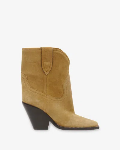 Isabel Marant Leyane Pointed Toe High Ankle Boots In Yellow