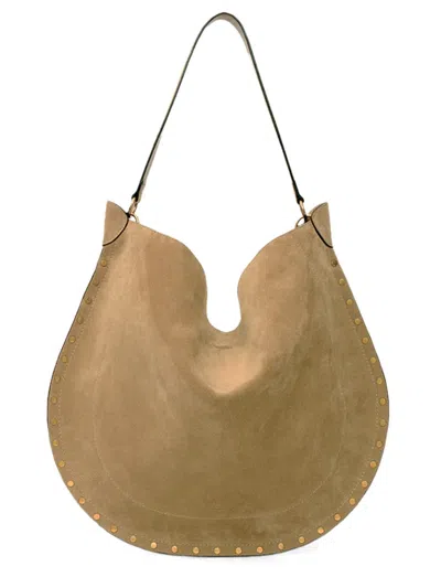 Isabel Marant Taupe Oskan Hobo Suede Handbag In Brown