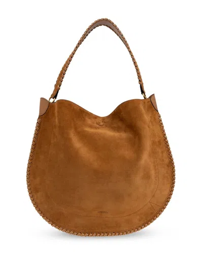 Isabel Marant Borsa Oskan Hobo Soft In Pelle Di Vitello Scamosciata Intrecciata  In Brown
