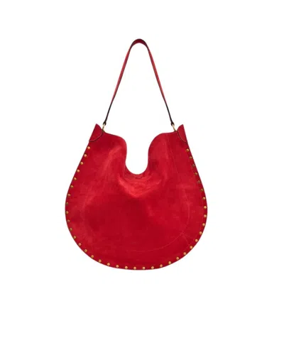 Isabel Marant Borsa Oskan Hobo Soft In Pelle Di Vitello Scamosciata In Red
