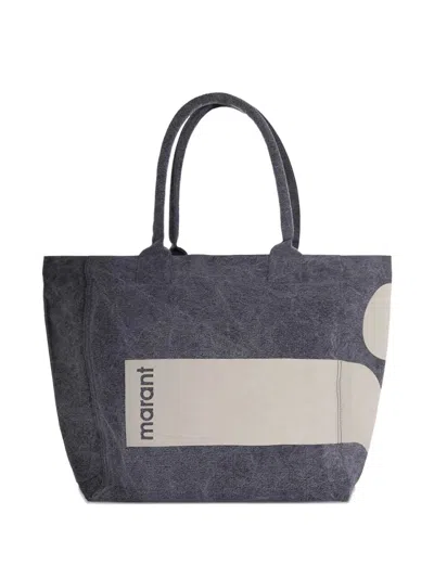 Isabel Marant Yenky Small Canvas Shopper Bag With Logo In Black