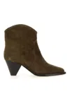 Isabel Marant Darizo Suede Western Booties In Green