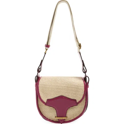 Isabel Marant Botsy Woven Raffia Crossbody Bag In Natural/ Orchid