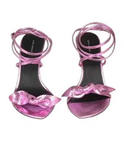 Isabel Marant Bow Pointed Toe Stiletto Heel Sandals In Pink