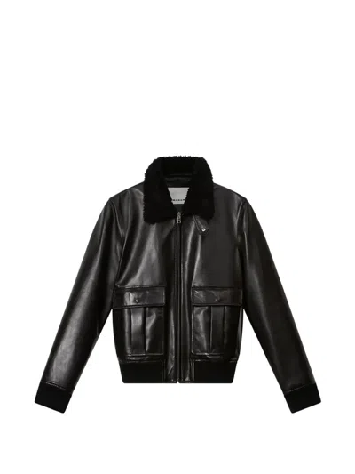 Isabel Marant Bowy Fur-collar Leather Jacket In Black
